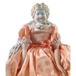 Antique Hertwig 19" German Porcelain Bisque Doll  Blonde Molded Hair & Blue Eyes